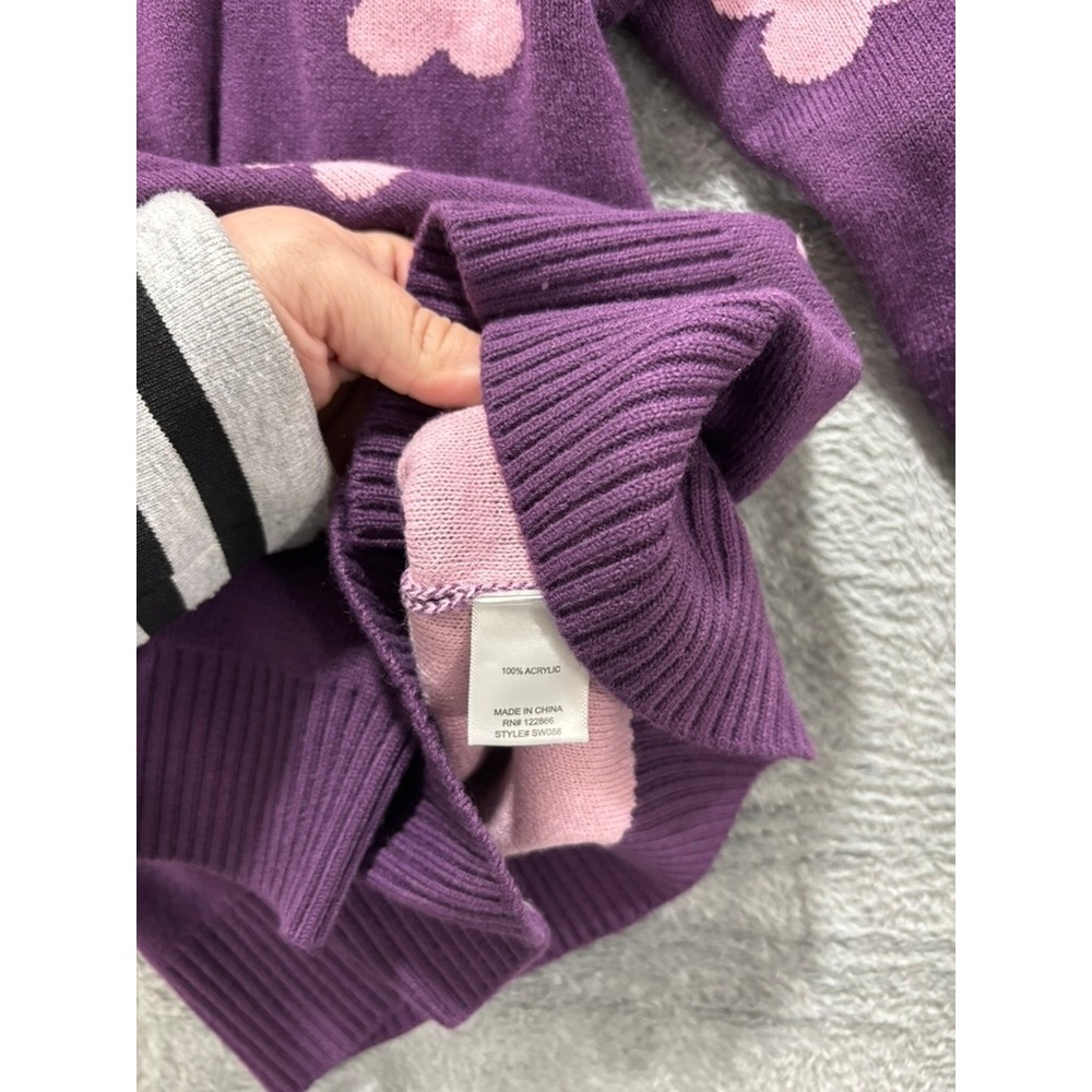 Berkley Jensen Sweater Women Small Floral Crewneck Purple Pink Knit - Picture 8 of 9